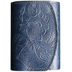 Handmade Leather Floral Mens Trifold Cool billfold Wallet Card Holder Small Card Slim Wallets for Men - imessengerbags