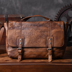 Handmade Leather Mens Cool Messenger Bag Briefcase Work Bag Business Bag for men - imessengerbags