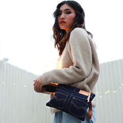 Cool Blue Jean Mens Clutch Bag Wristlet Bag Wallet Zipper Clutch Wallet For Men