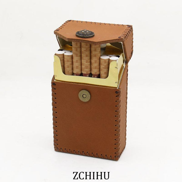 Handmade Leather Cigarette Holder Mens Brown Cool Cigarette Holder Case for Men