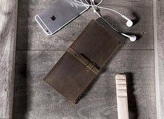 Handmade Leather Mens Clutch Wallet Cool Leather Wallet Long Phone Wallets for Men - imessengerbags
