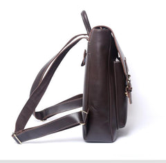 Genuine Leather Mens Cool Backpack Sling Bag Large Black Travel Bag Hiking Bag for men - imessengerbags