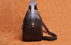 Handmade Leather Mens Cool Chest Bag Sling Bag Crossbody Bag Travel Bag Hiking Bag for men - imessengerbags