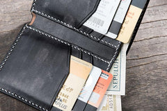 Handmade Leather Mens Cool Slim Leather Wallet Men Small Wallets Bifold for Men - imessengerbags
