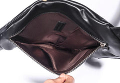 Black Leather Mens Sling Bag Sling Shoulder Bag Sling Backpack for men - imessengerbags