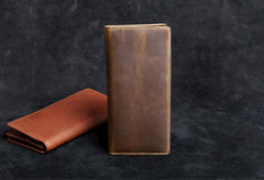 Genuine Leather Mens Cool Long Leather Wallet Zipper Clutch Wristlet Wallet for Men - imessengerbags
