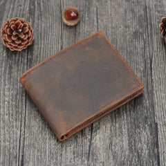 Handmade Leather Mens Cool Slim Leather Wallet Card Wallet Holders Men Small Wallets Trifold for Men - imessengerbags