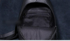 Genuine Leather Mens Cool Chest Bag Sling Bag Crossbody Bag Travel Bag Hiking Bag for men - imessengerbags