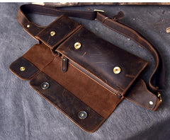 Handmade Vintage Leather Fanny Pack Mens Waist Bag Hip Pack Belt Bag for Men