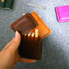 Cool Leather Mens 10pcs Cigarette Holder Case Vintage Custom Cigarette Case for Men - imessengerbags