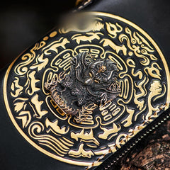 Handmade Leather Tibetan Mens Chain Biker Wallet Cool Leather Wallet Long Clutch Wallets for Men - imessengerbags