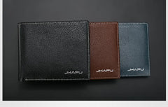 Genuine Leather Mens Cool Slim Leather Wallet Men Small Wallets Bifold for Men - imessengerbags
