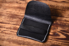 Handmade Mens Cool billfold Leather Wallet Men Small Card Slim Wallets Bifold for Men - imessengerbags