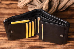 Handmade Mens Cool billfold Leather Wallet Men Small Slim Wallets Bifold for Men - imessengerbags