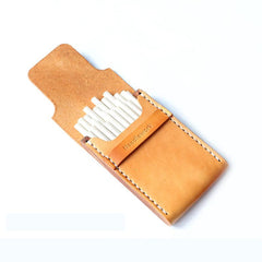 Handmade Wooden Leather Mens Cigarette Case Cool Beige Custom Cigarette Holder for Men