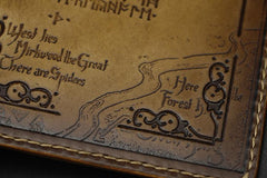 Handmade Leather Tooled Hobbit Mens Long Wallet Cool Leather Wallet Clutch Wallet for Men - imessengerbags