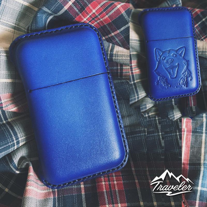 Blue Leather Mens Cigarette Holder Case Vintage Custom Cigarette Case for Men - imessengerbags