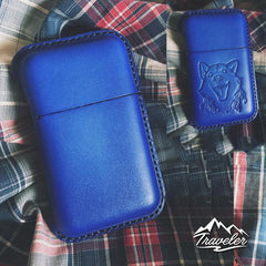 Blue Leather Mens Cigarette Holder Case Vintage Custom Cigarette Case for Men - imessengerbags