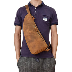 Cool Leather Sling Bag for Men Vintage Chest Bag Crossbody Sling Bags For Men - imessengerbags