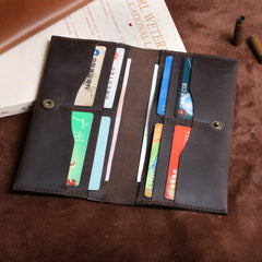Handmade Leather Mens Cool Long Leather Wallet Clutch Wristlet Wallet for Men - imessengerbags