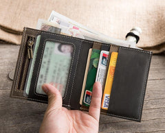 Handmade Leather Mens Cool Slim Leather Wallet Men Small Wallets Bifold for Men - imessengerbags