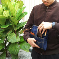Cool Blue Jean Mens Clutch Bag Wristlet Bag Wallet Zipper Clutch Wallet For Men