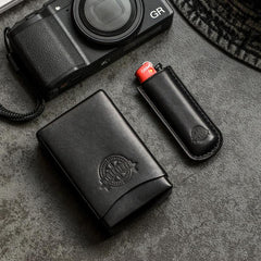 Handmade Black Leather Mens 20pcs Cigarette Case Cool Custom Cigarette Case for Men - imessengerbags