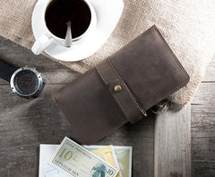 Handmade Leather Mens Clutch Wallet Cool Leather Wallet Long Phone Wallets for Men
