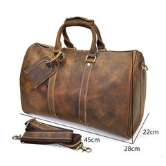 Genuine Leather Mens Cool Weekender Bag Travel Bag Duffle Bags Overnight Bag Holdall Bag for men