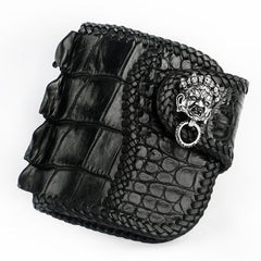 Handmade Leather Small Tooled Mens billfold Wallet Cool Chain Wallet Biker Wallet for Men