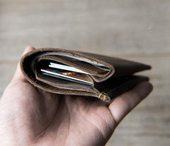 Handmade Leather Mens Cool Slim Leather Wallet Men Small Wallets Bifold for Men - imessengerbags
