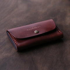 Cool Handmade Wooden Leather Mens Wallet Small Card Holder Coin Wallet for Men