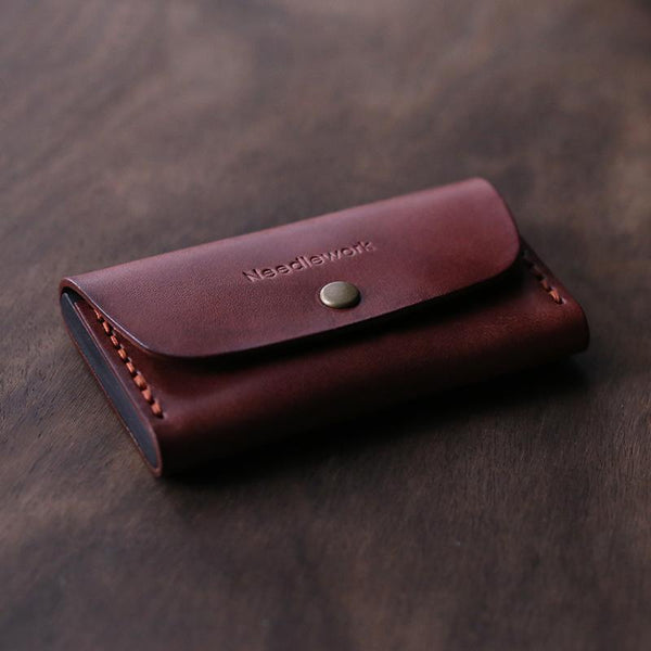 Cool Coffee Wooden Leather Mens Wallet Small Card Holder Coin Wallet for Men - imessengerbags