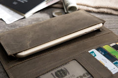 Handmade Leather Mens Clutch Wallet Cool Leather Wallet Long Phone Wallets for Men - imessengerbags