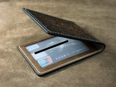 Handmade Leather Tooled Death Metal Deathcore License Wallet Mens Card billfold Wallet Cool Leather Wallet Slim Wallet for Men - imessengerbags
