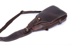 Handmade Leather Mens Cool Chest Bag Sling Bag Crossbody Bag Travel Bag Hiking Bag for men