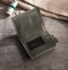 Handmade Leather Mens Cool Slim Leather Wallet Men Small Wallets Bifold for Men - imessengerbags
