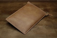 Handmade Leather Mens Clutch Cool Slim iPad Macbook Wallet Zipper Clutch Wristlet Wallet for Men