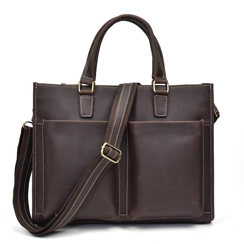 Men Leather Briefcase Bag Vintage Handbag Shoulder Bag For Men - imessengerbags