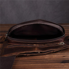 Genuine Leather Mens Cool Chest Bag Sling Bag Crossbody Bag Travel Bag Hiking Bag for men
