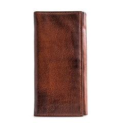 Handmade Leather Mens Cool Long Leather Wallet Bifold Clutch Wallet for Men