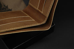 Handmade Leather Tooled World of Warcraft Lich King Mens billfold Wallet Cool Leather Wallet Slim Wallet for Men - imessengerbags