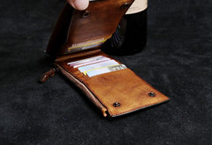 Genuine Leather Mens Cool Long Leather Wallet Card Wallet Clutch Wristlet Wallet for Men - imessengerbags