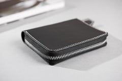 Handmade Leather Mens Cool Slim Leather Zipper Wallet Men Small Wallets Bifold for Men - imessengerbags