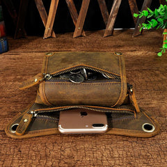 Leather Belt Pouch Mens Cases Waist Bag Hip Pack Belt Bag Fanny Pack Bumbag for Men