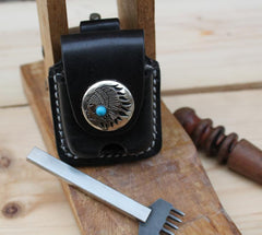 Cool Leather Stdupont Lighter Pouch with Loop Biker Stdupont lighter cases with Clip - imessengerbags