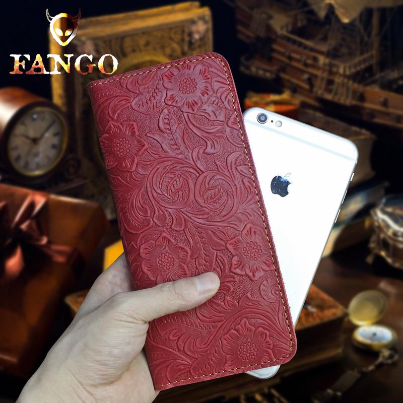 Handmade Leather Floral Mens Cool Travel Long Wallet Card Holder Card Slim Clutch Wallets for Men - imessengerbags