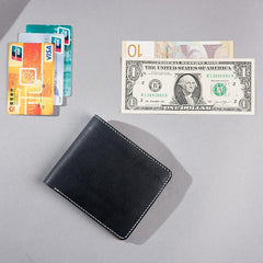 Handmade Leather Mens Cool Slim Leather Wallet Men Small Wallets Bifold for Men - imessengerbags