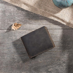 Handmade Leather Mens Cool Slim Leather Wallet Men Small Wallets Bifold for Men - imessengerbags