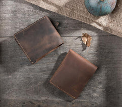 Handmade Leather Mens Cool Slim Leather Wallet Men Small Wallets Bifold for Men - imessengerbags